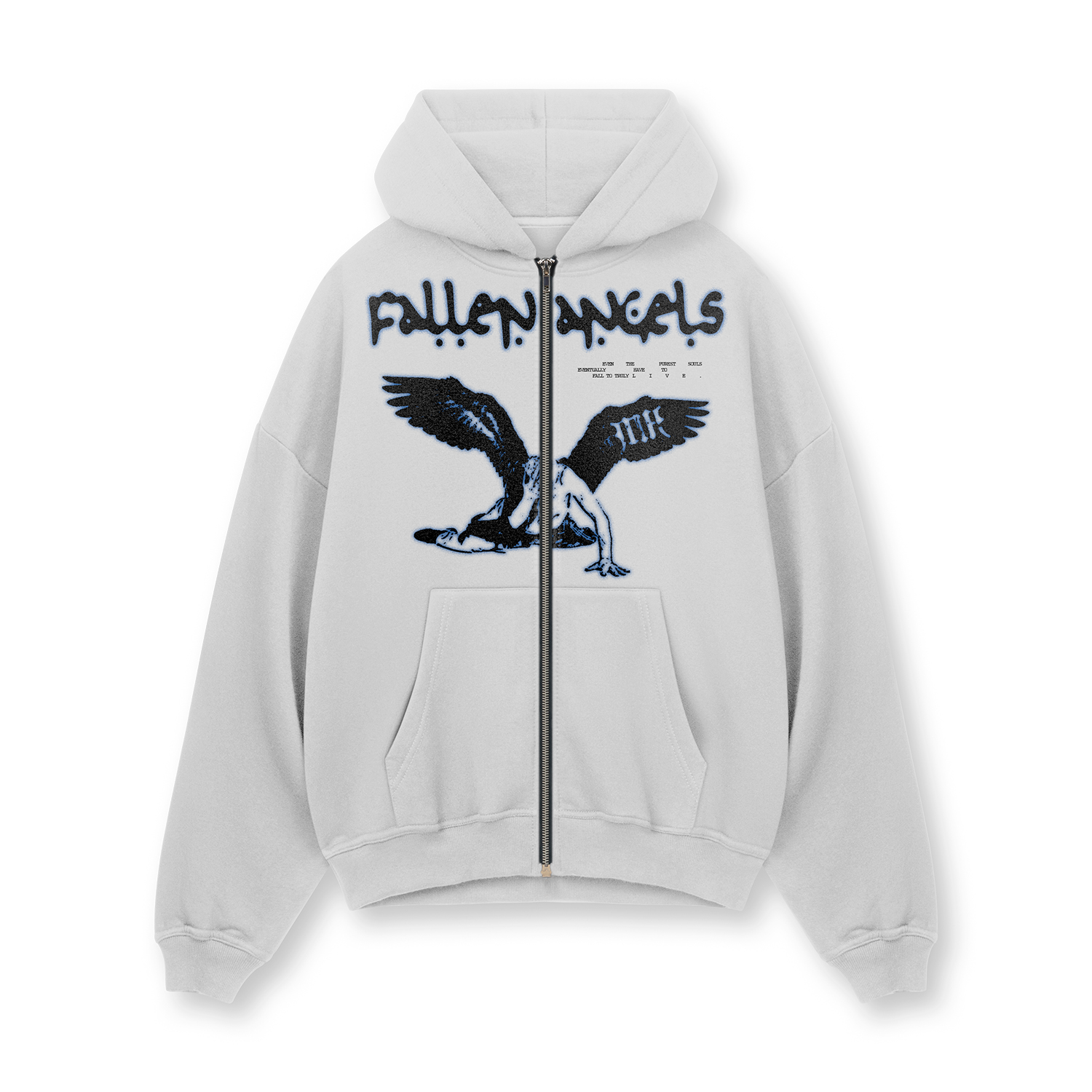 phiiiilo IN STOCK] Steel Grey Fallen Angels Zip Hoodie – Mind Arcade