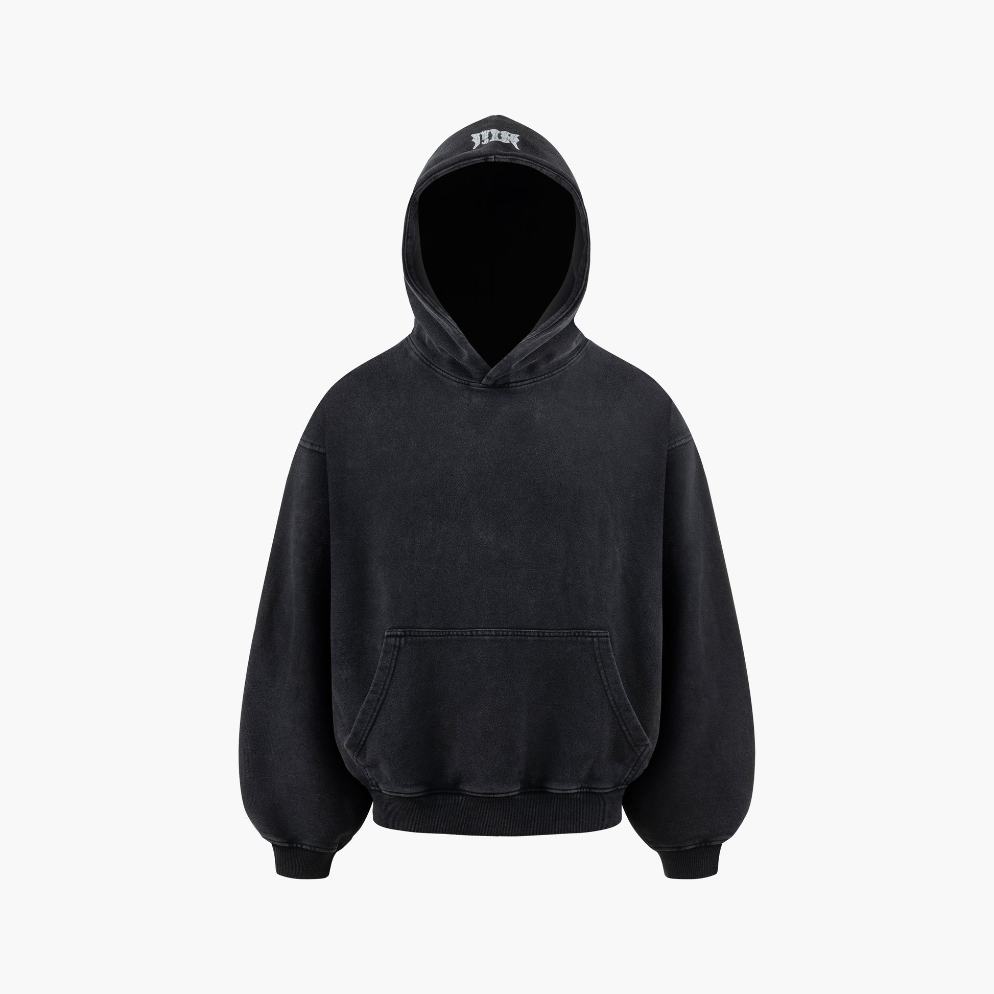Black Washed Plain Boxy Hoodie