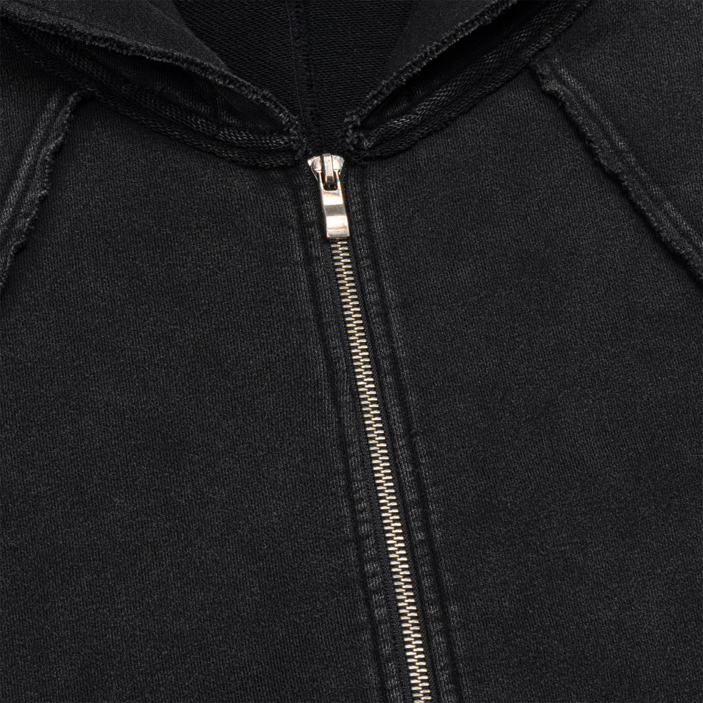 Graphite Washed Raw & Frayed Zip Hoodie