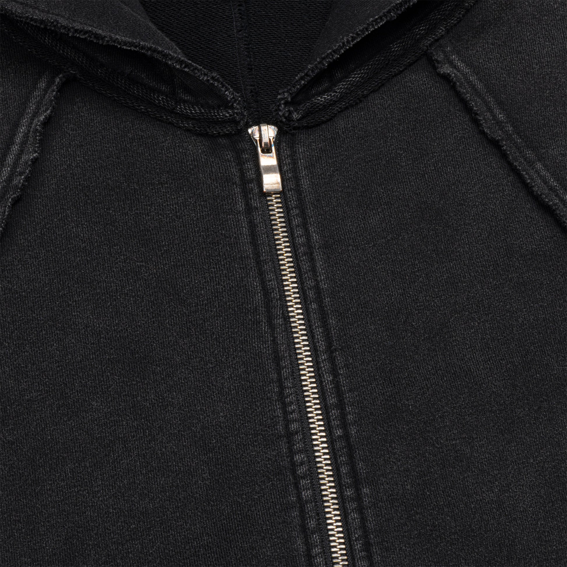 Graphite Washed Raw & Frayed Zip Hoodie