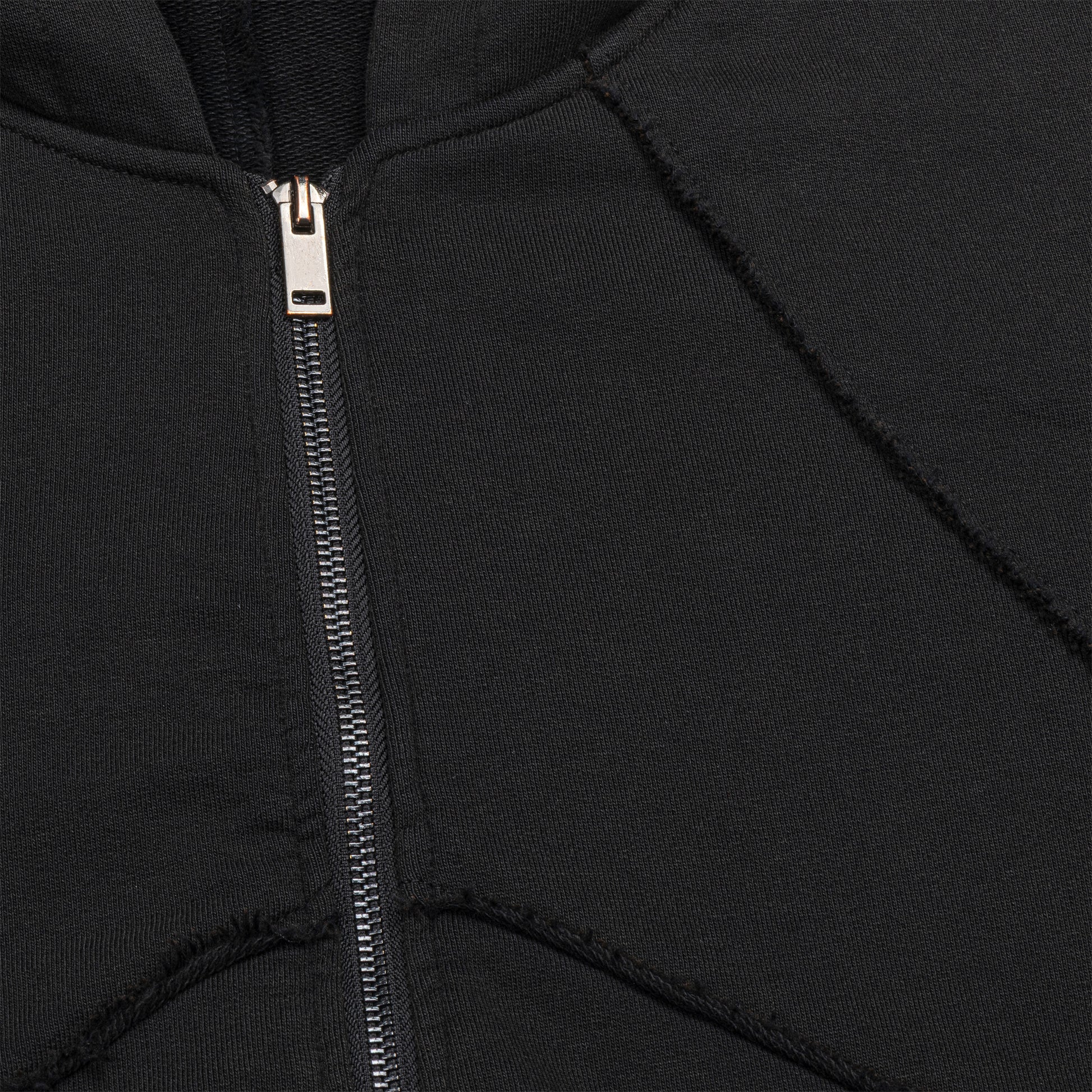 Black Washed Raw & Frayed Zip Hoodie