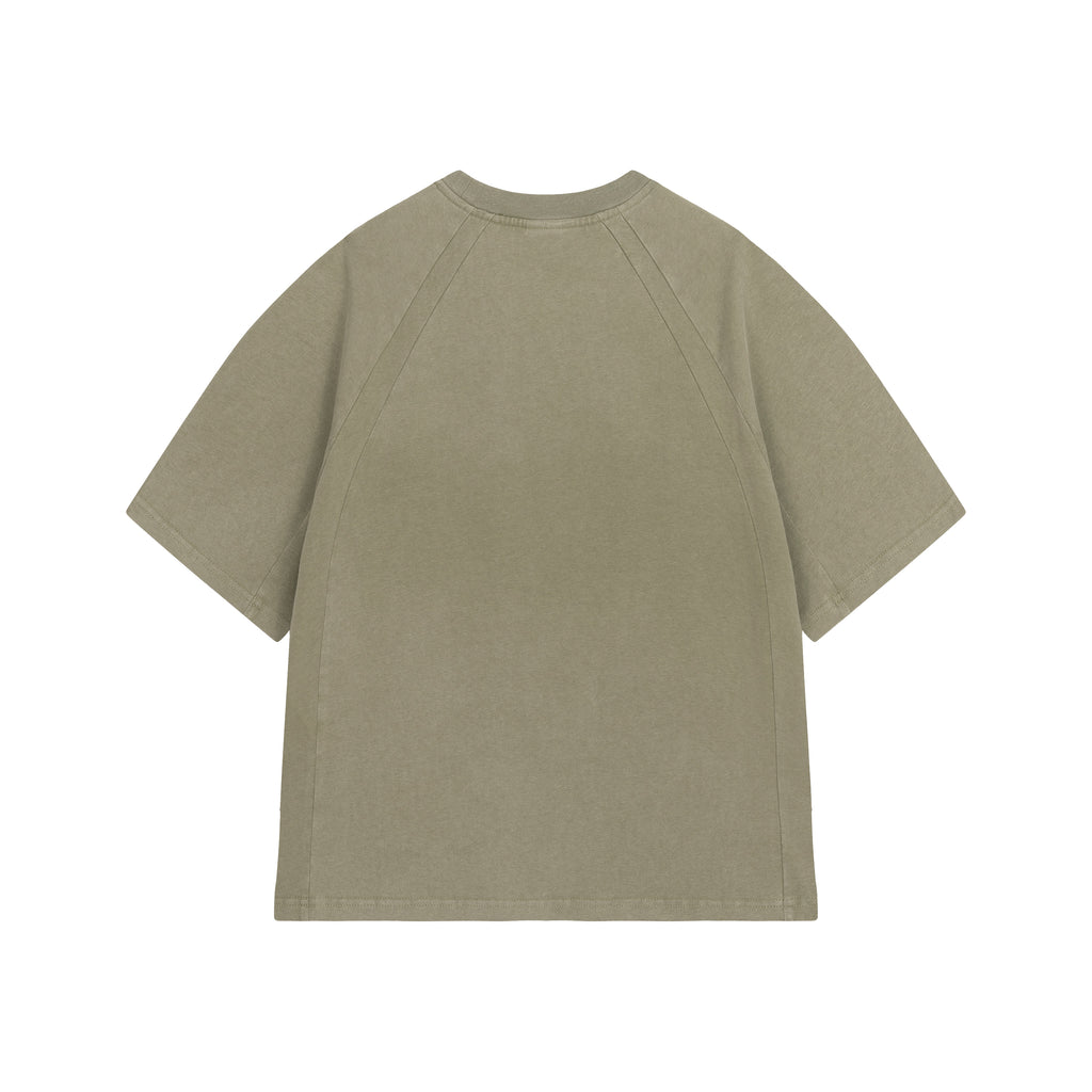 Olive Washed Boxy Reglan Tribal T-shirt