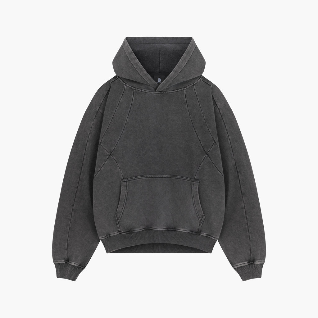 Gray Washed Boxy Cut Basic Hoodie