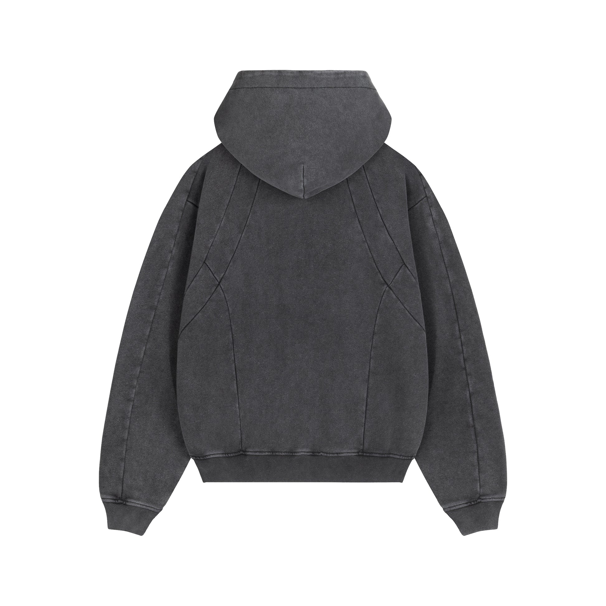 Graphite Washed Boxy Tribal Zip Hoodie