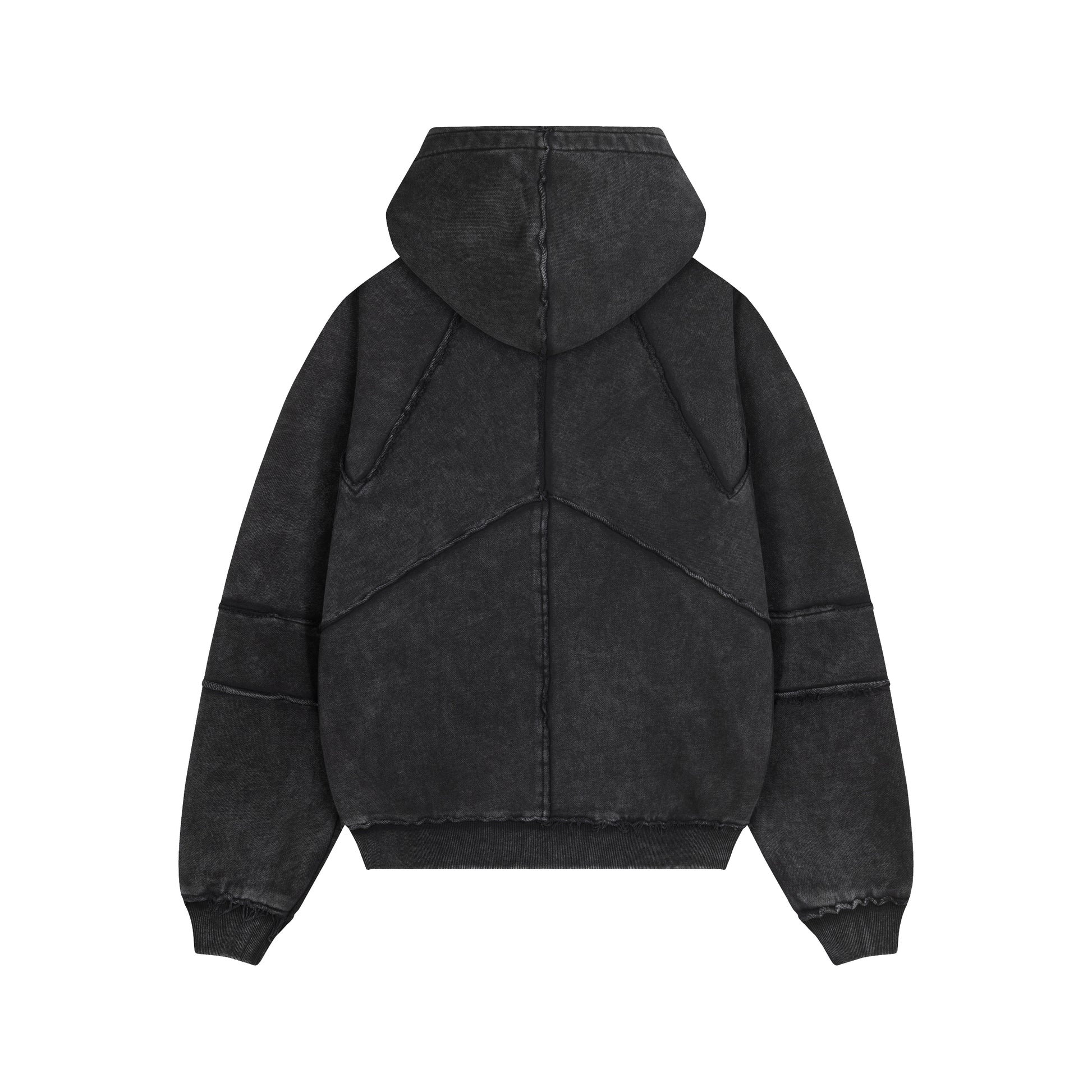Graphite Washed Raw & Frayed Zip Hoodie