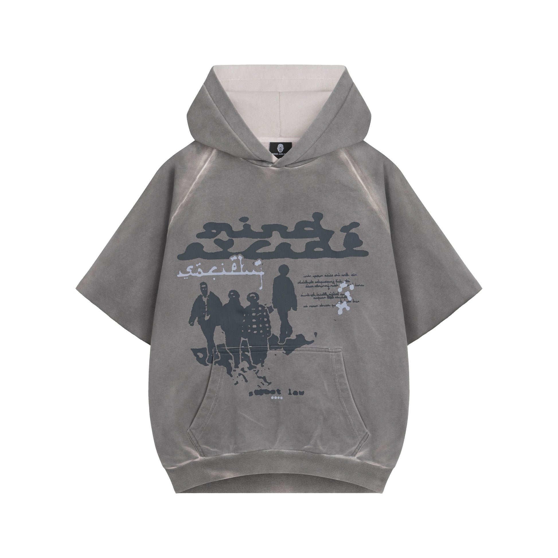 Ash Washed Boxy Short Sleeved Street Law Hoodie