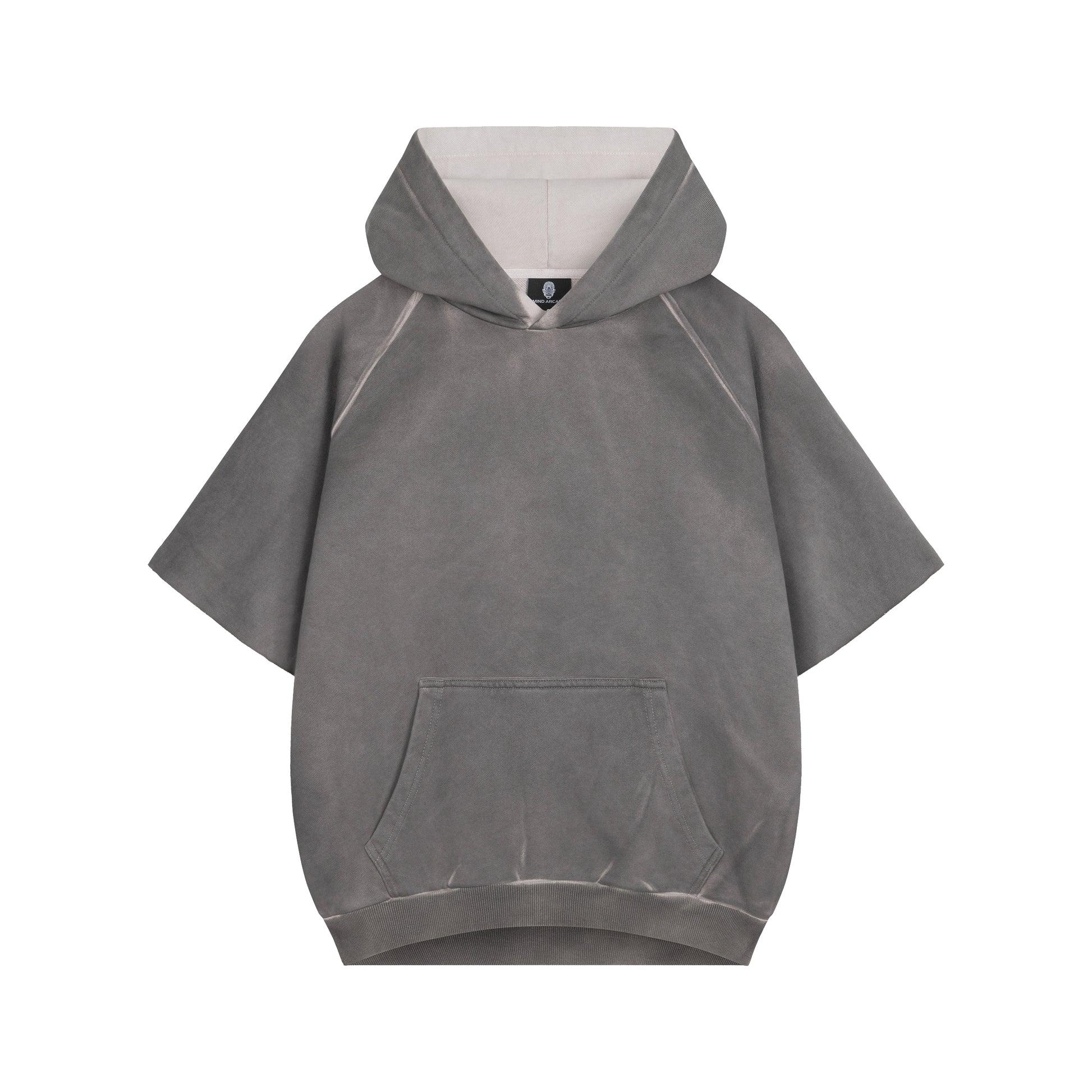 Ash Washed Boxy Short Sleeved Basic Hoodie