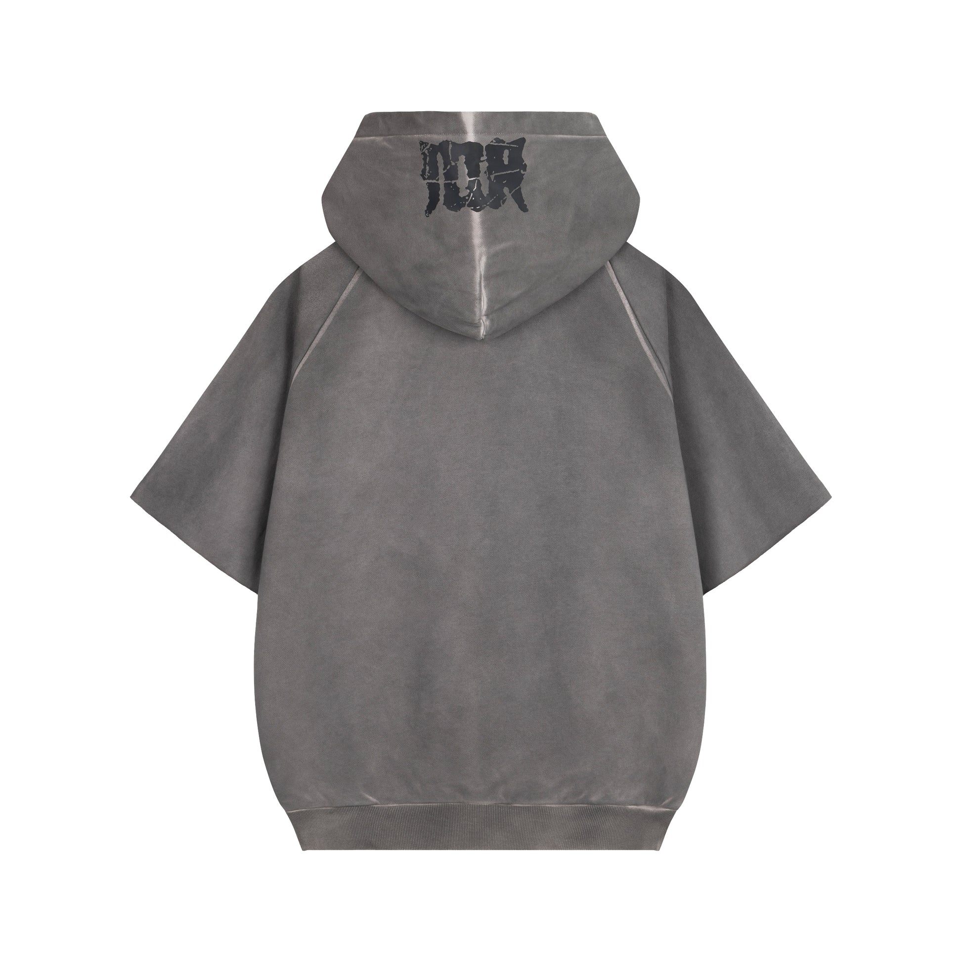 Ash Washed Boxy Short Sleeved Basic Hoodie