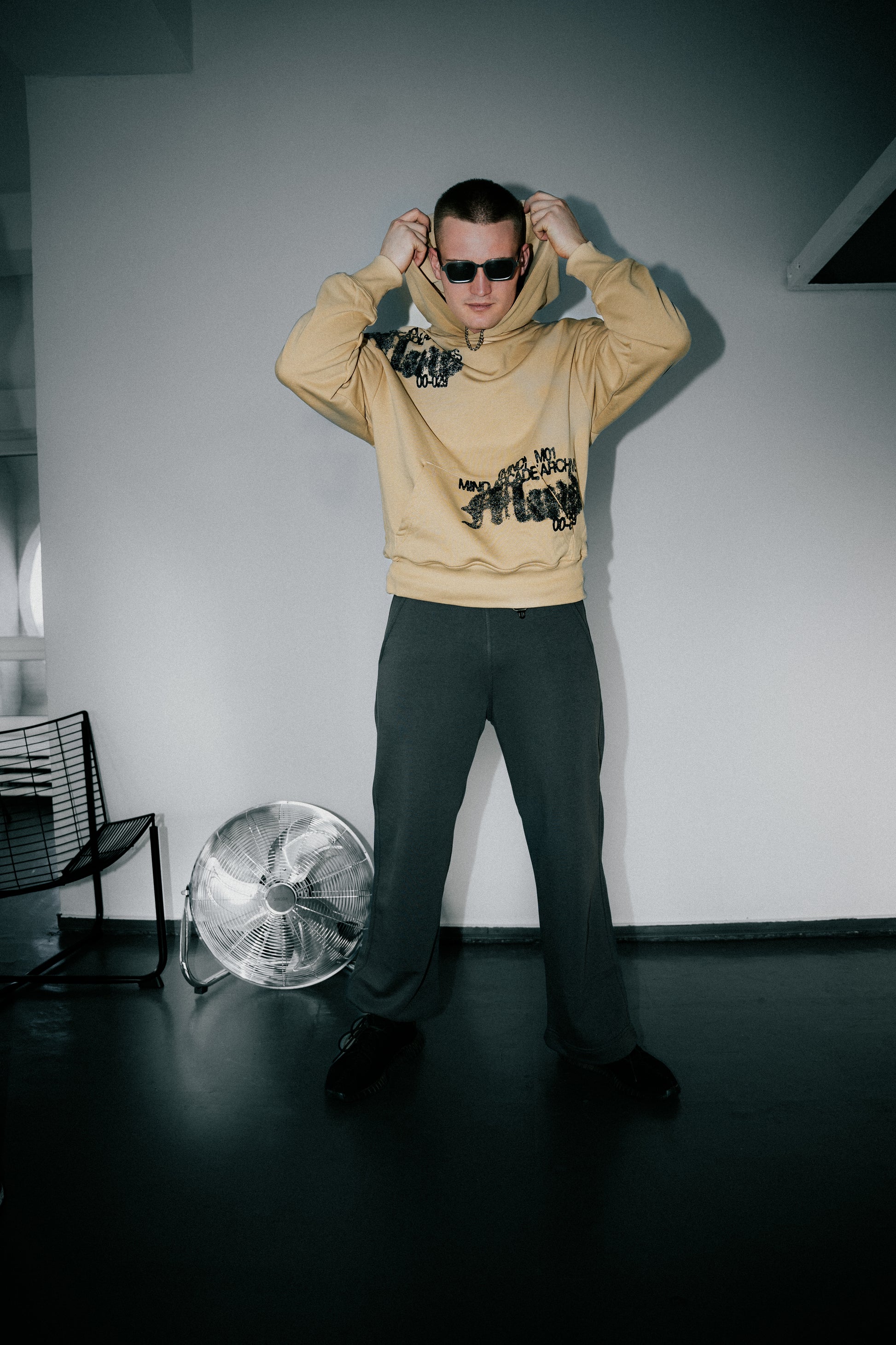 Beige Static Echo Hoodie