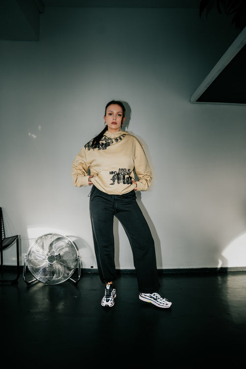 Beige Static Echo Hoodie