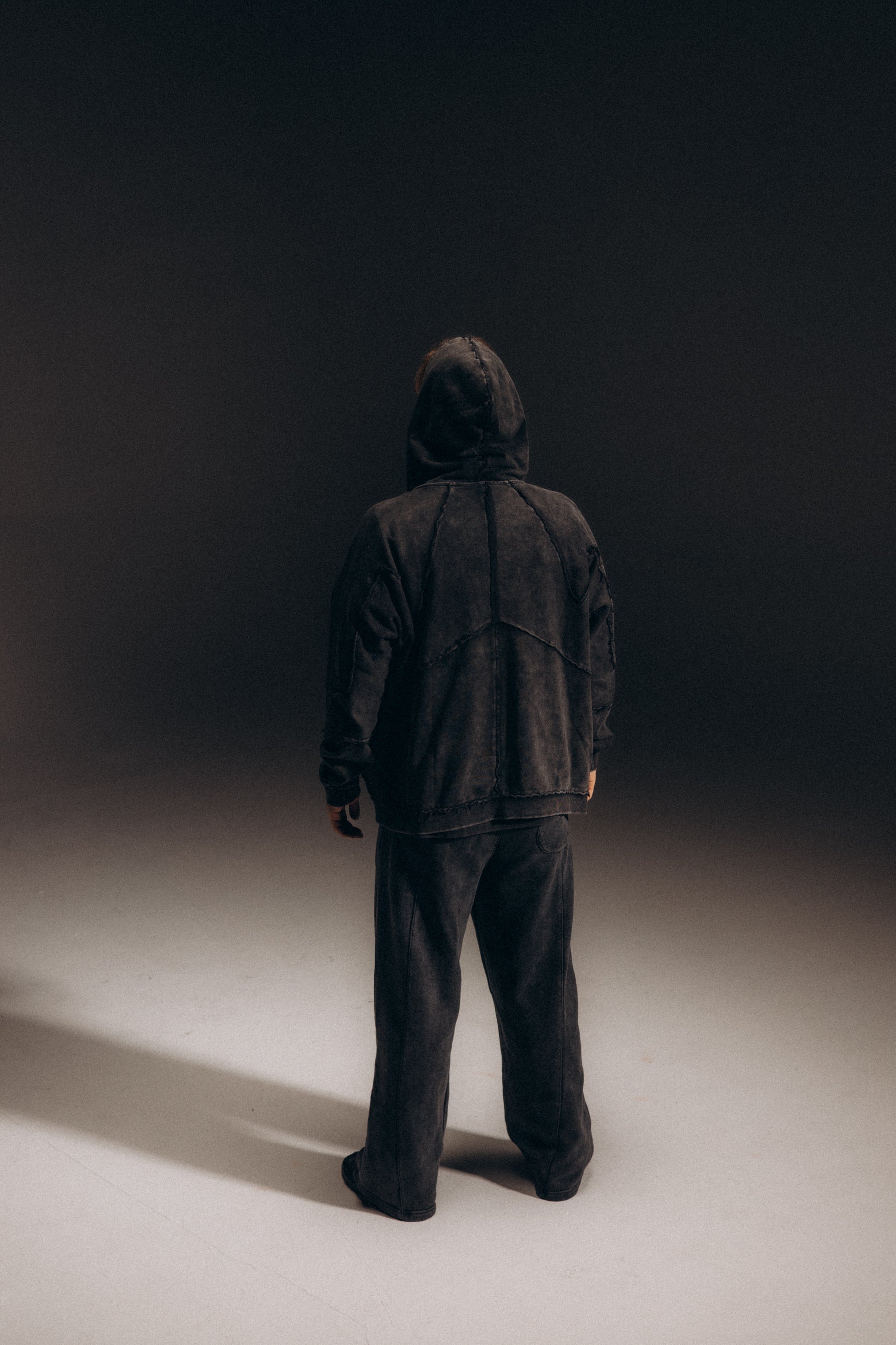 Graphite Washed Raw & Frayed Zip Hoodie