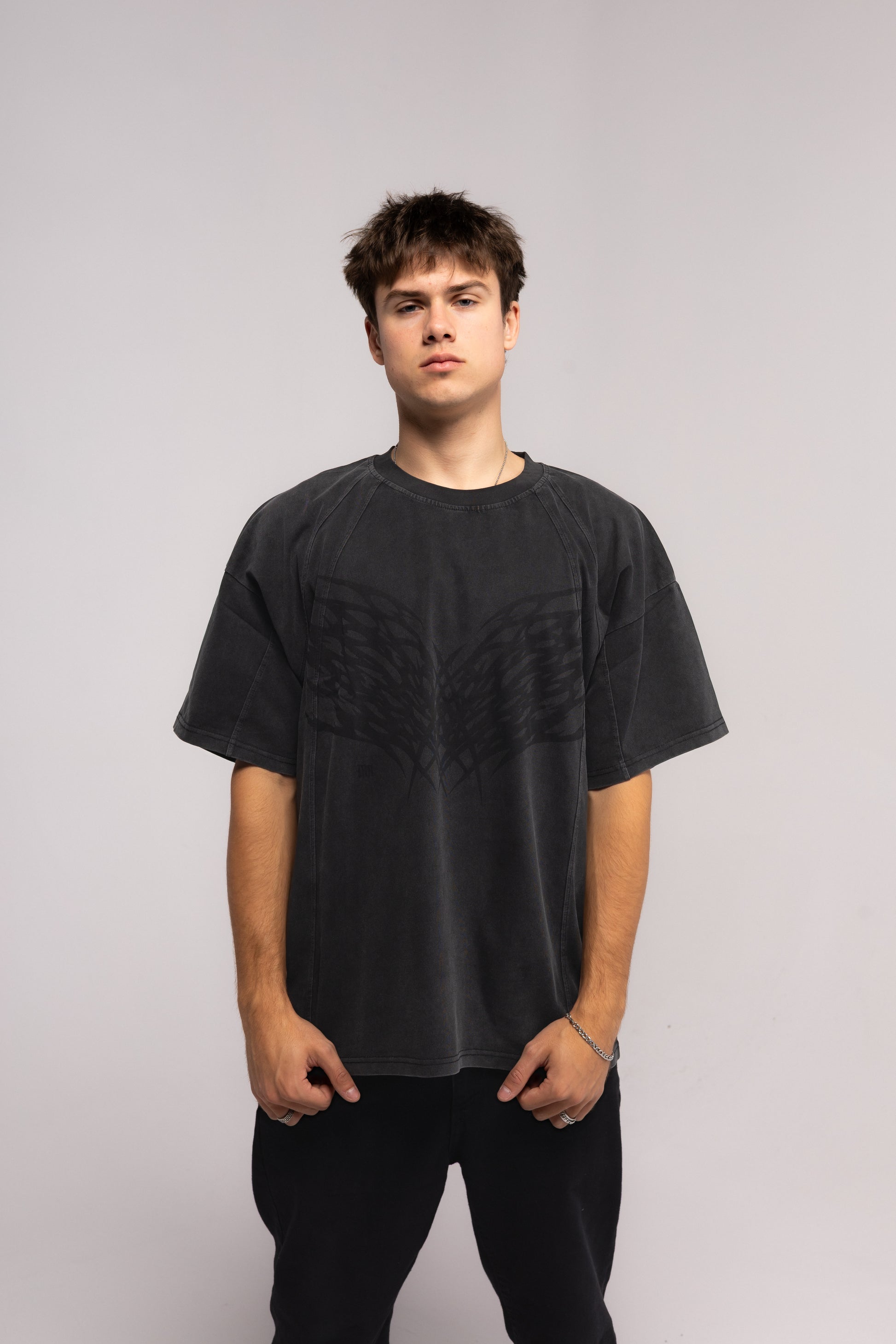 Graphite Washed Boxy Tribal T-shirt