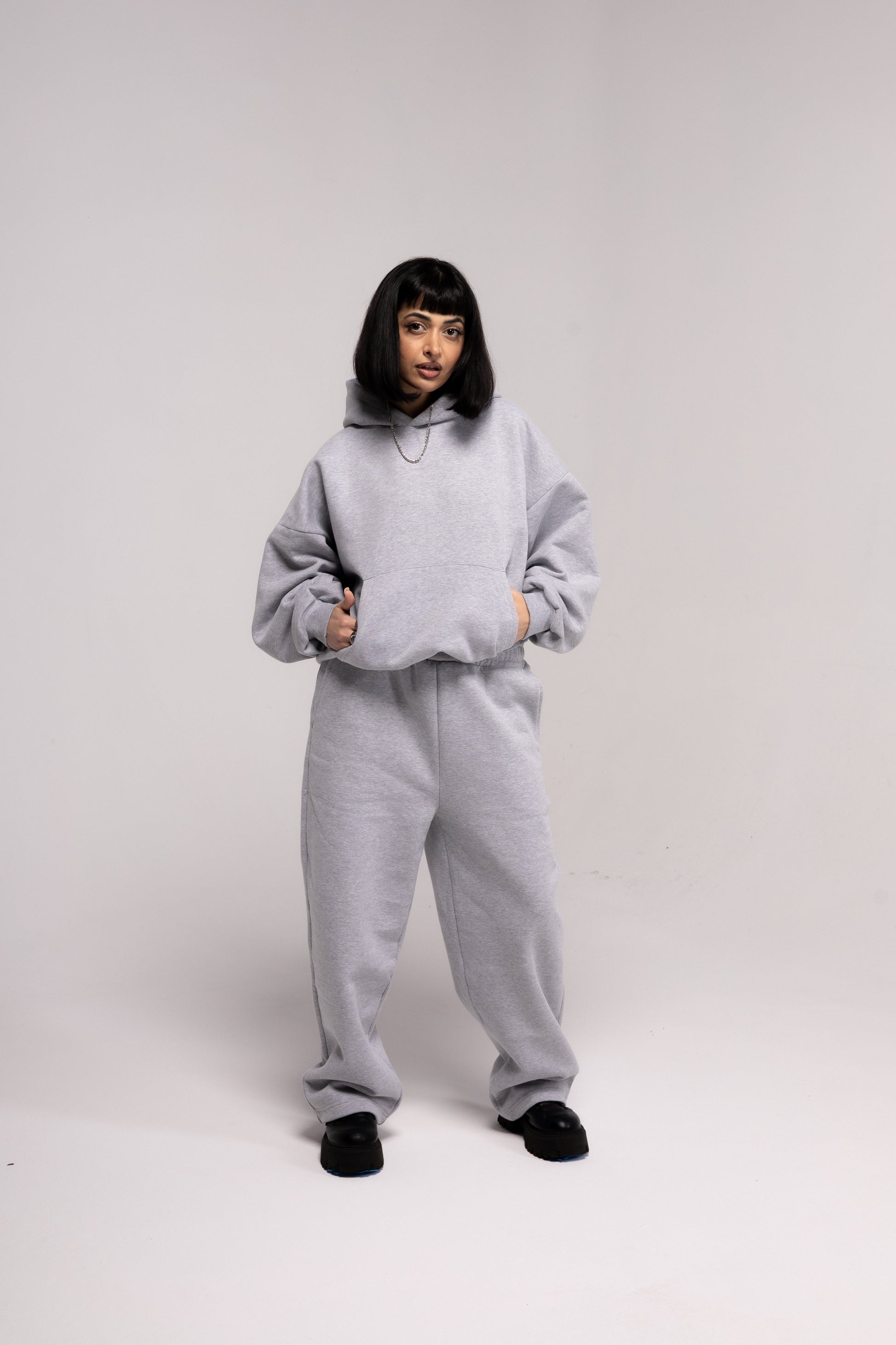 Gray Basic Baggy Hoodie