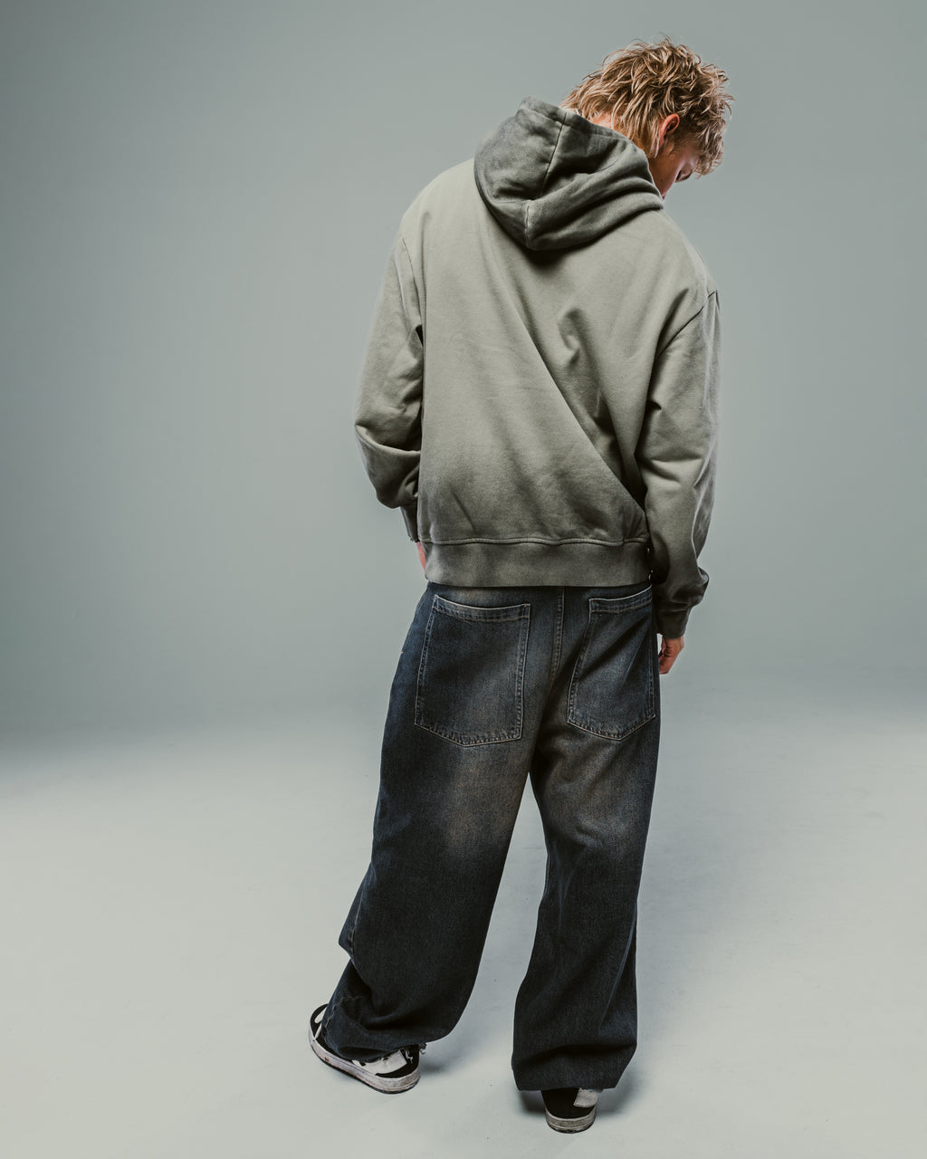 Olive Washed Boxy Tribal Hoodie