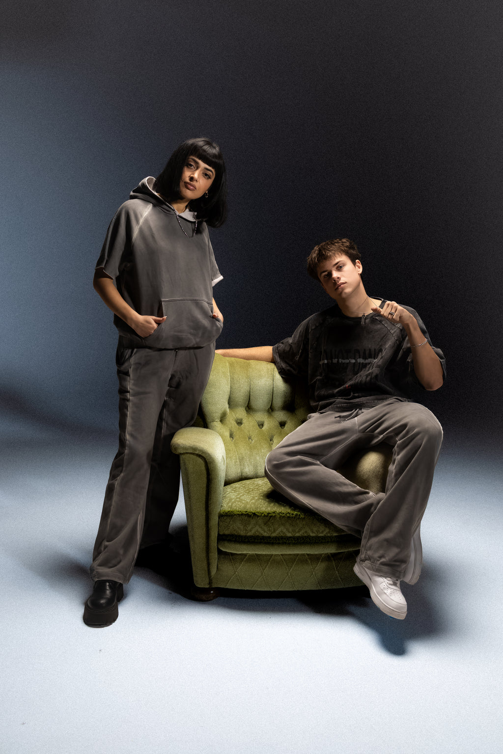 Ash Washed Boxy Short Sleeved Basic Hoodie